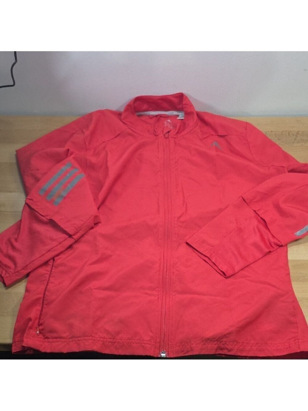 Adidas Red Raincoat Lightweight Stand-Up Collar